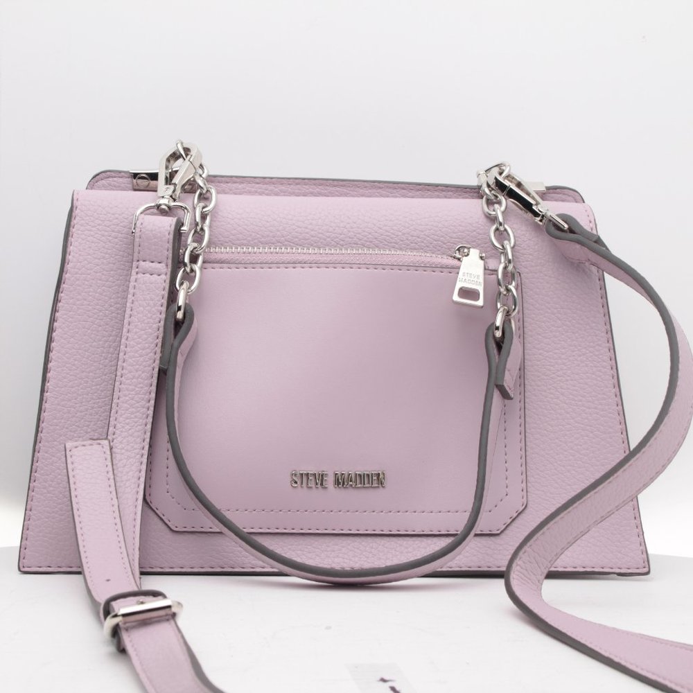 Steve Madden Lilac Leather Shoulder Bag with Silver Chain